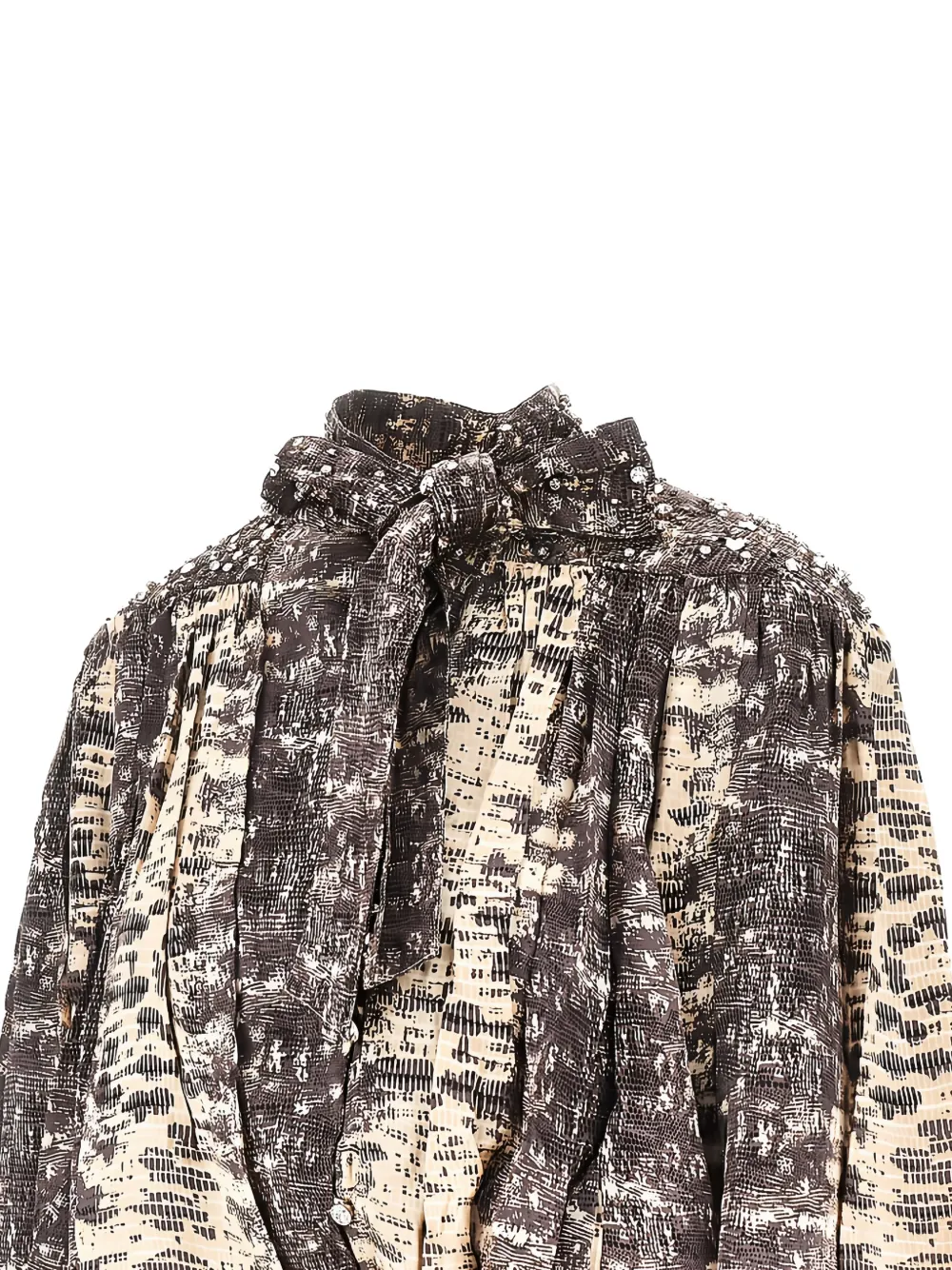 ISABEL MARANT pussy-bow crystal-embellished blouse Bruin
