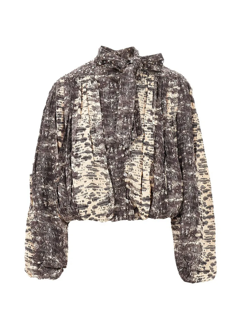 ISABEL MARANT blouse à col lavallière et ornements de cristaux - Marron ISABEL MARANT blouse à col lavallière et ornements de cristaux - Marron