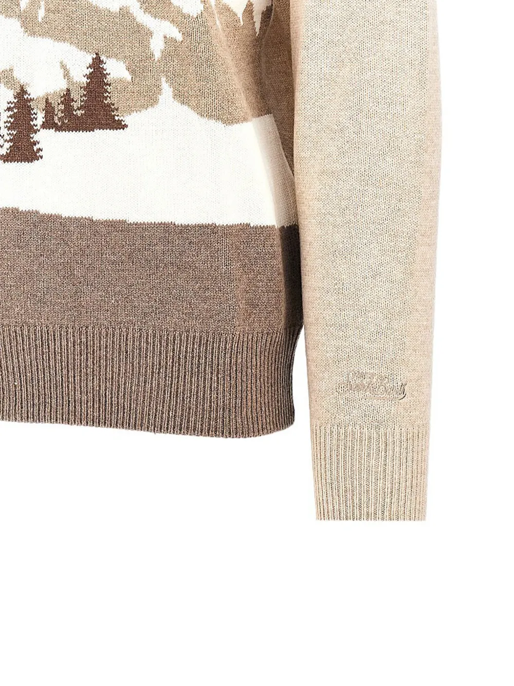 MC2 Saint Barth beige Heron crewneck knit with Cortina intarsia
