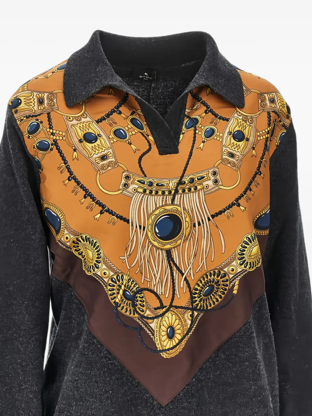 ETRO graphic-print panelled sweater Grijs