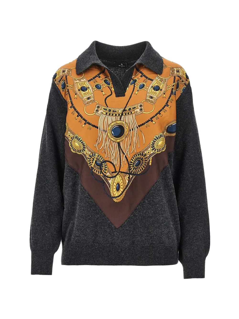 ETRO graphic-print panelled sweater Grijs