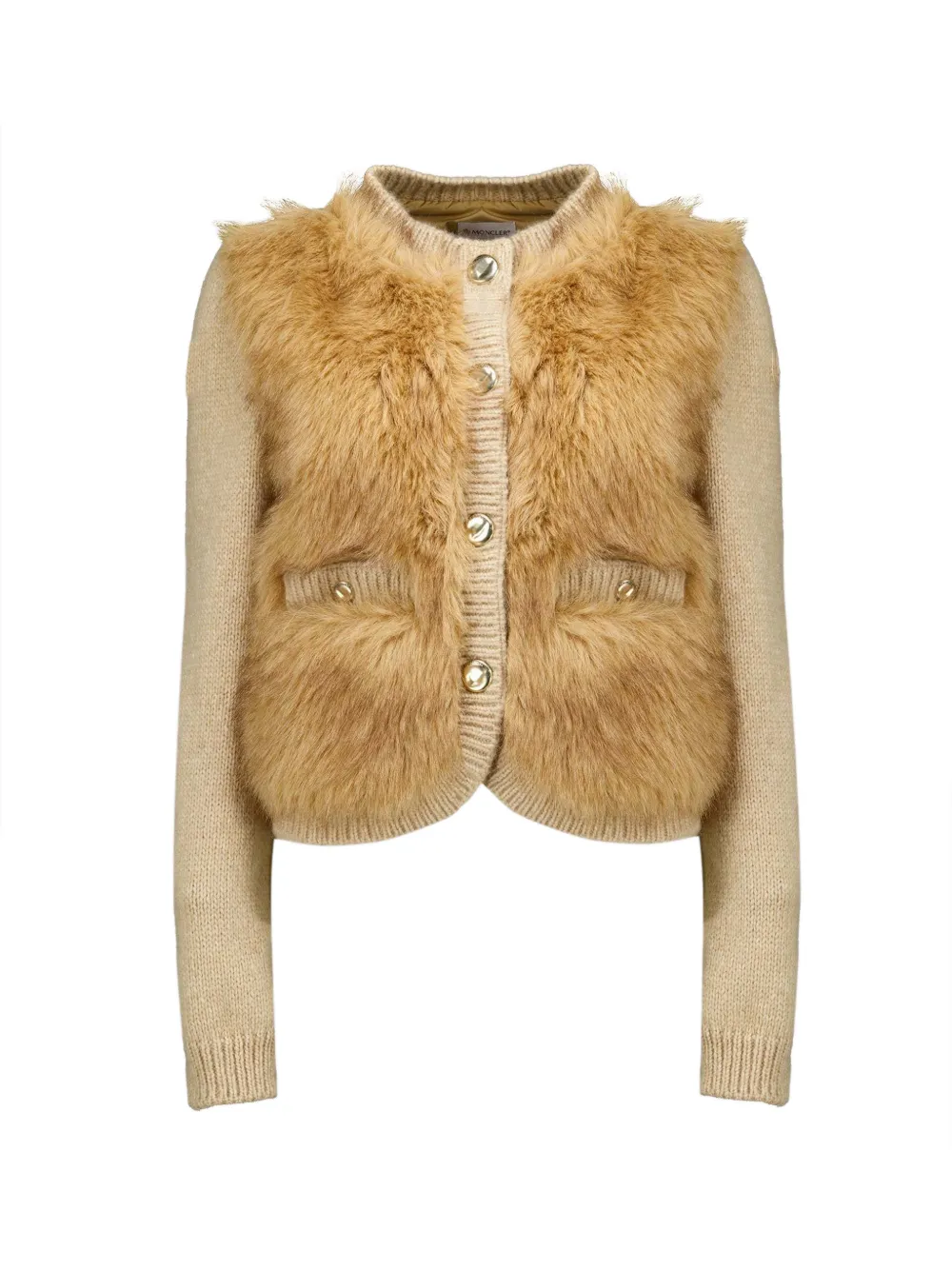 Moncler alpaca and wool blend padded cardigan Beige