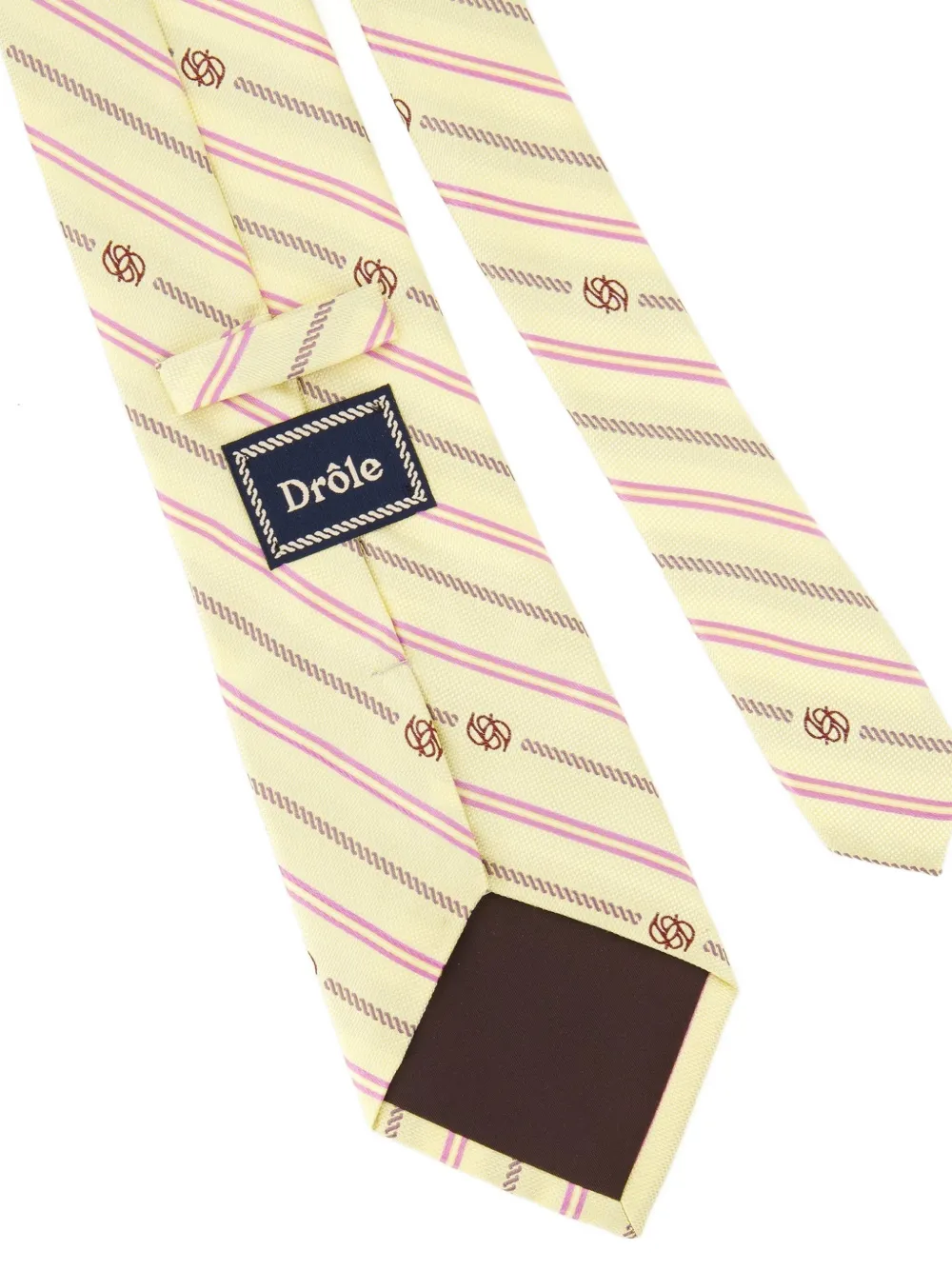 Drôle De Monsieur striped monogram-print tie Geel