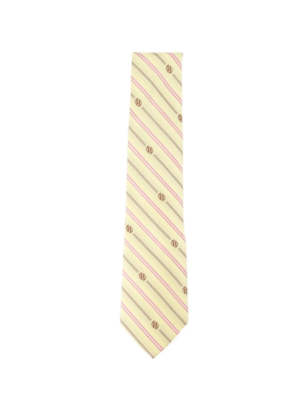 Drôle De Monsieur Gestreifte Krawatte mit Monogramm - Gelb