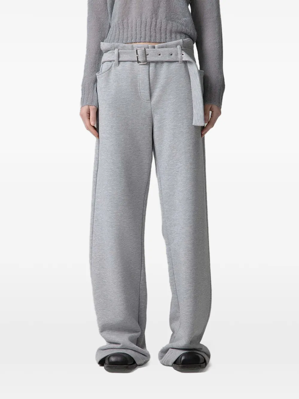 Gaëlle Paris belted logo-patch track pants - Grau