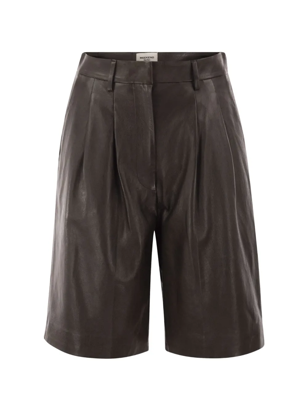Weekend Max Mara nappa-leather Bermuda shorts - dark bown - Braun