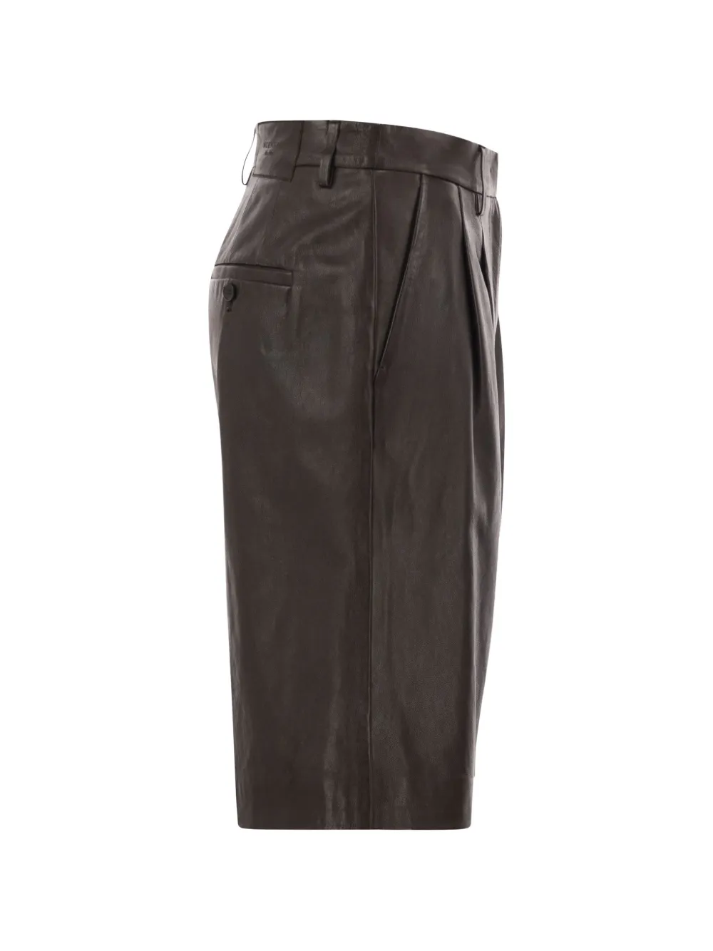 Weekend Max Mara nappa-leather Bermuda shorts dark brown Bruin