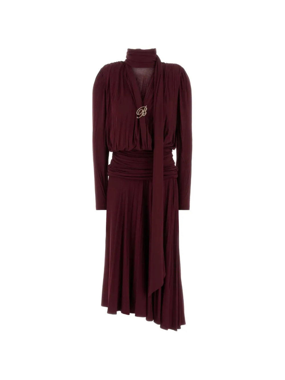 Blumarine ruched B-logo midi dress Rood