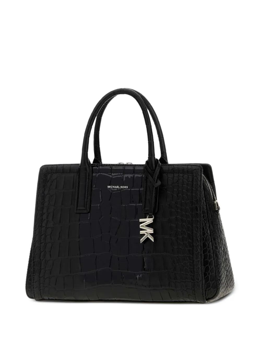 Michael Kors croc-effect leather satchel bag Zwart