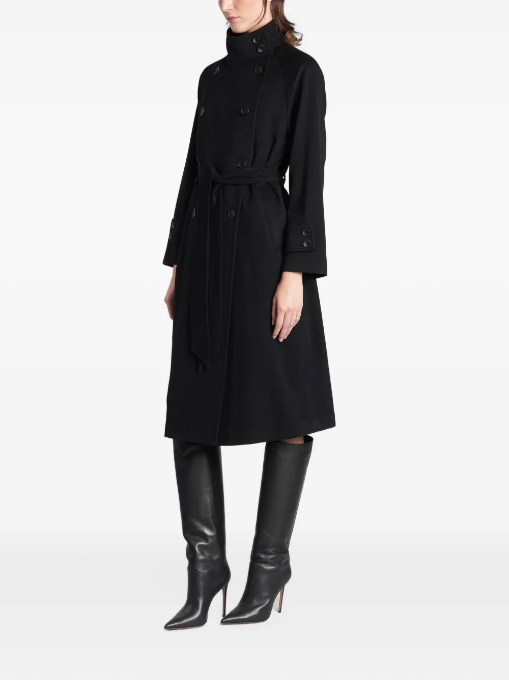 Tagliatore double-breasted belted coat Zwart