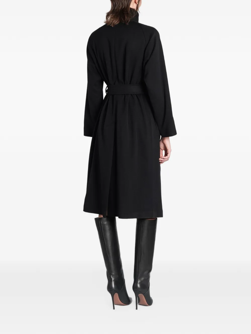 Tagliatore double-breasted belted coat Zwart