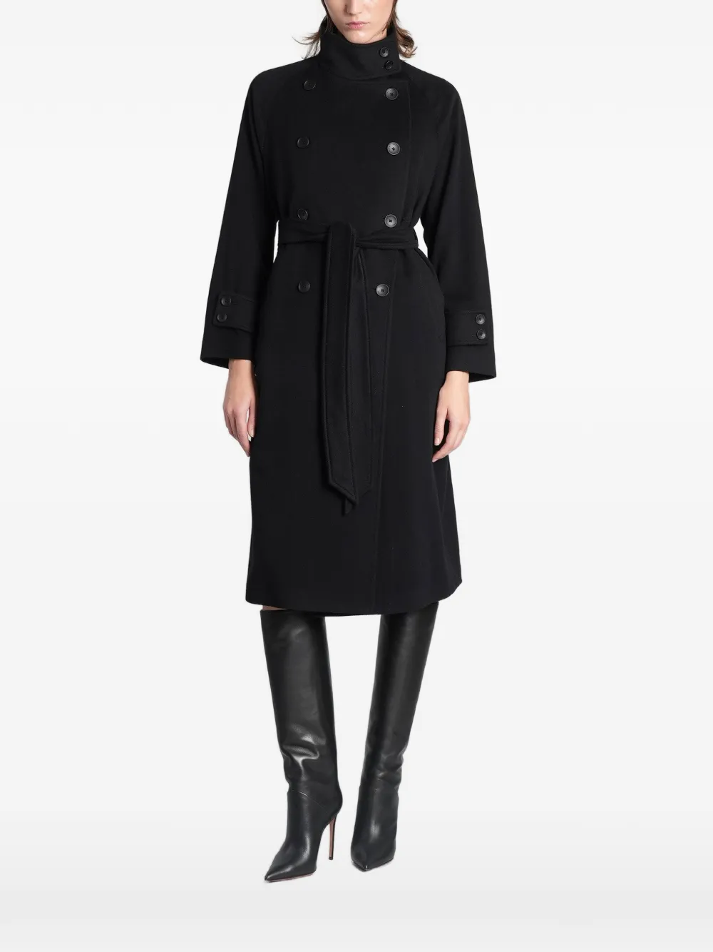 Tagliatore double-breasted belted coat - Black