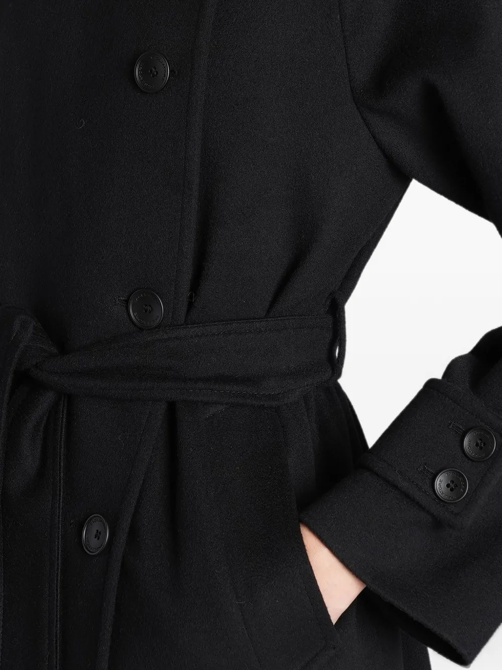 Tagliatore double-breasted belted coat Zwart