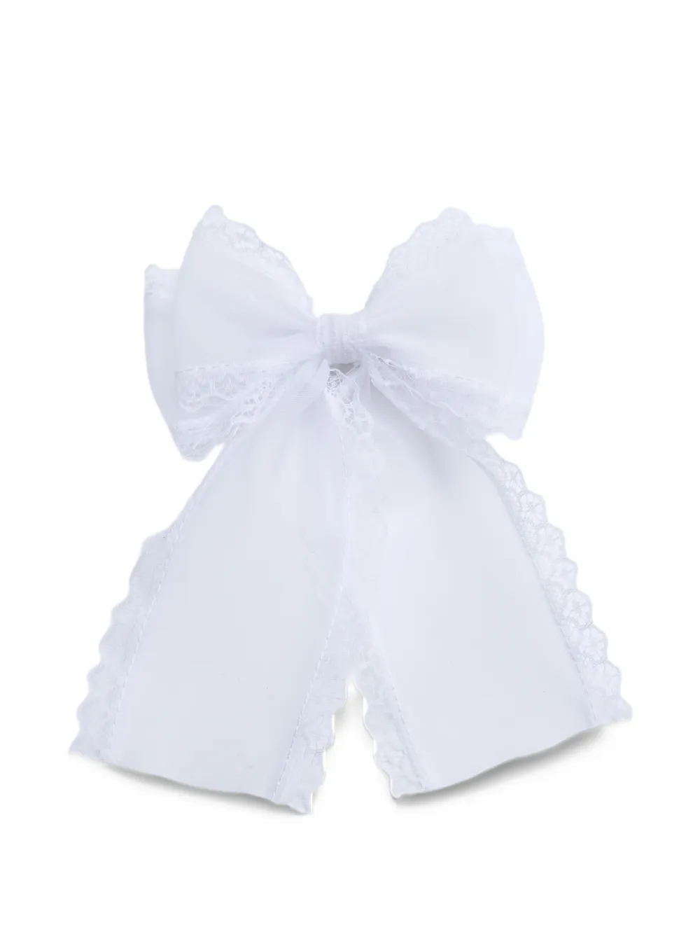 Tulleen lace-trim bow hair clip - White