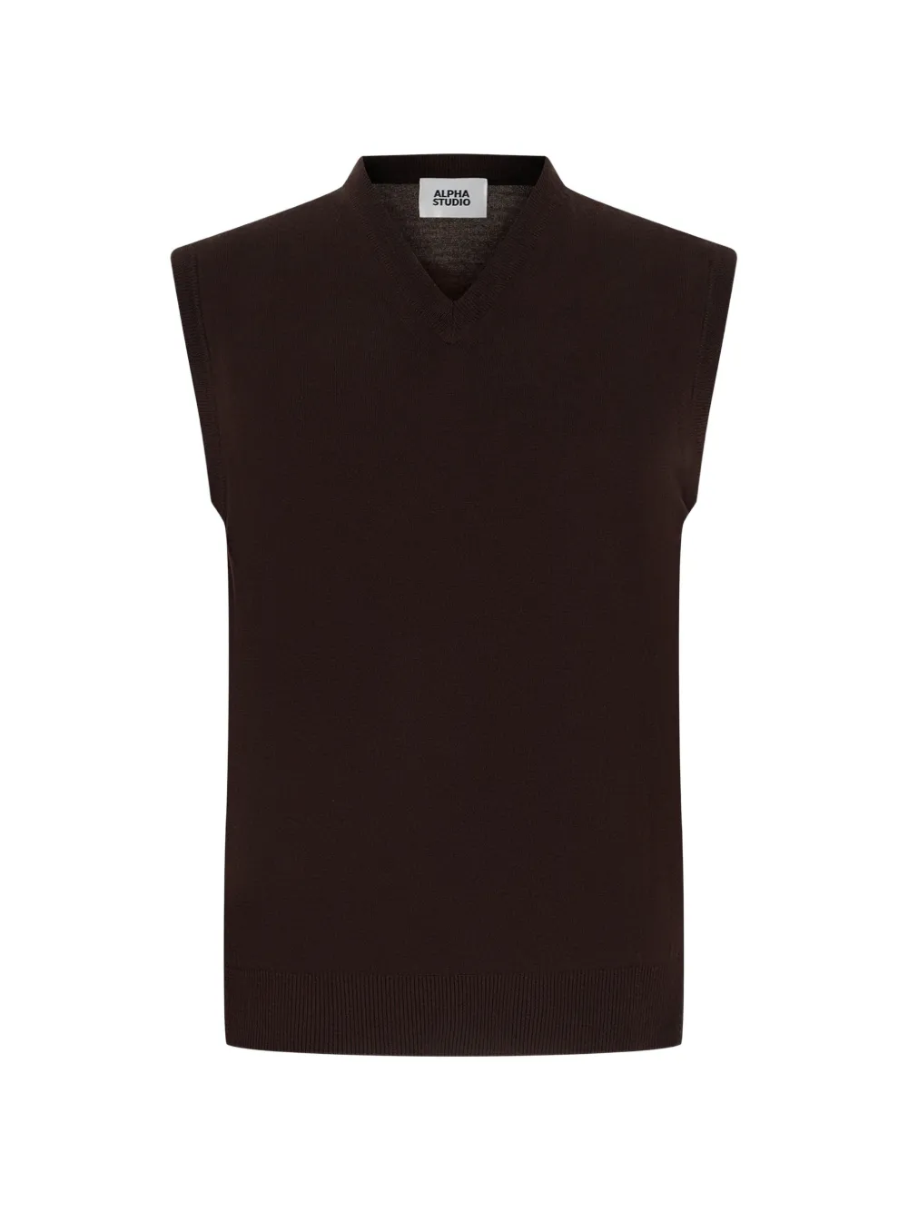 ALPHA STUDIO V-neck fine-knit vest - Braun