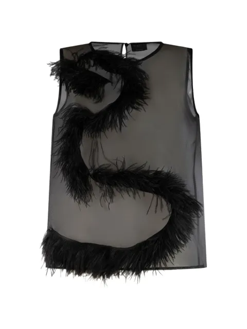Antonelli feather-trim sheer top
