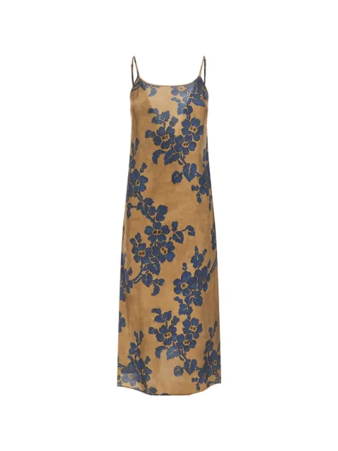 Uma Wang vestido largo con estampado floral y abertura