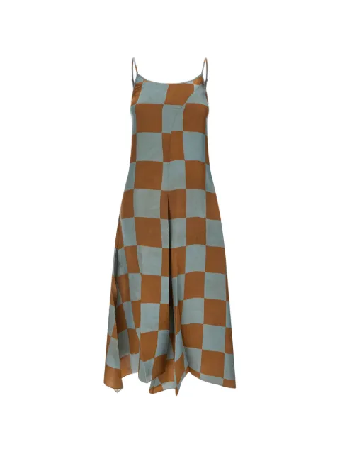 Uma Wang check-pattern spaghetti-strap asymmetric dress