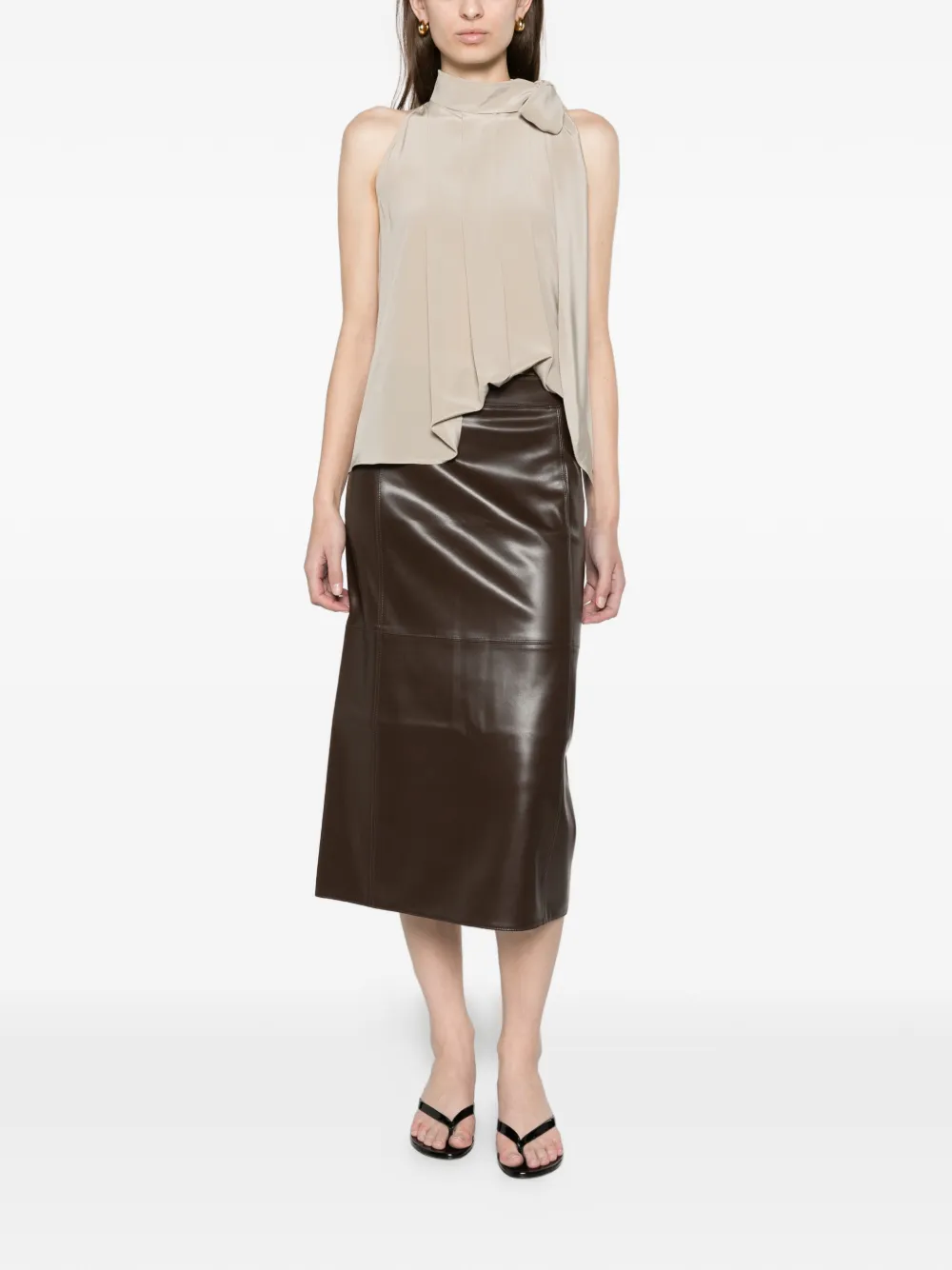 Max Mara sleeveless crepe de chine top stone Beige