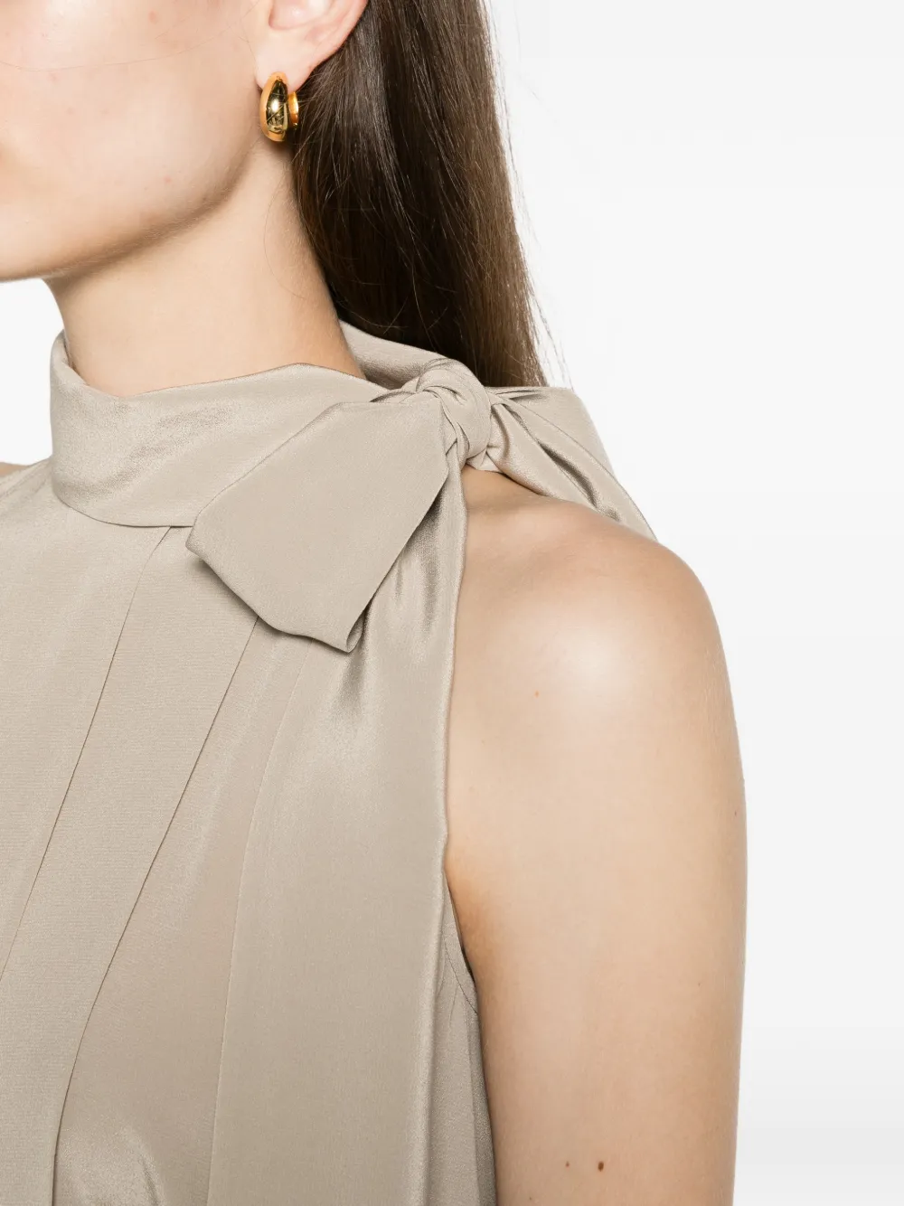 Max Mara sleeveless crepe de chine top stone Beige