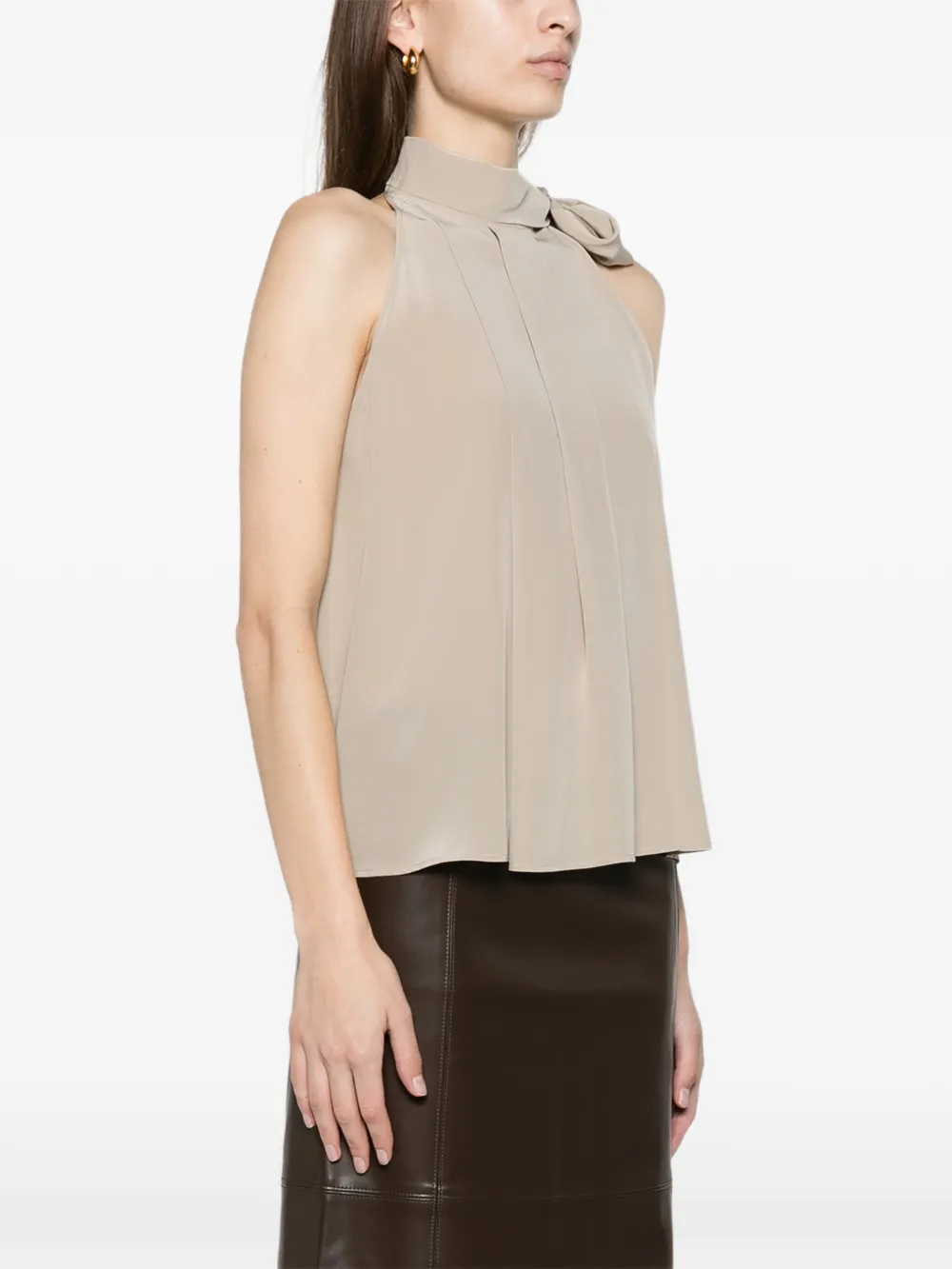 Max Mara sleeveless crepe de chine top stone Beige
