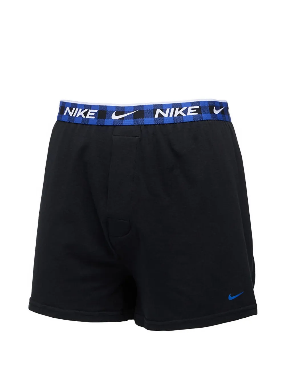 Nike logo-waistband gingham-print boxer shorts (set of three) Zwart
