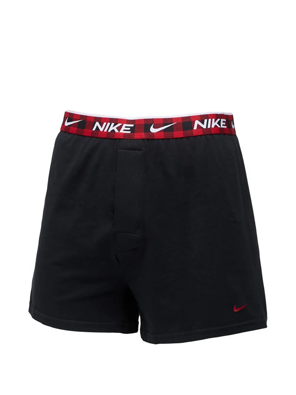 Nike logo-waistband gingham-print boxer shorts (set of three) - Nero