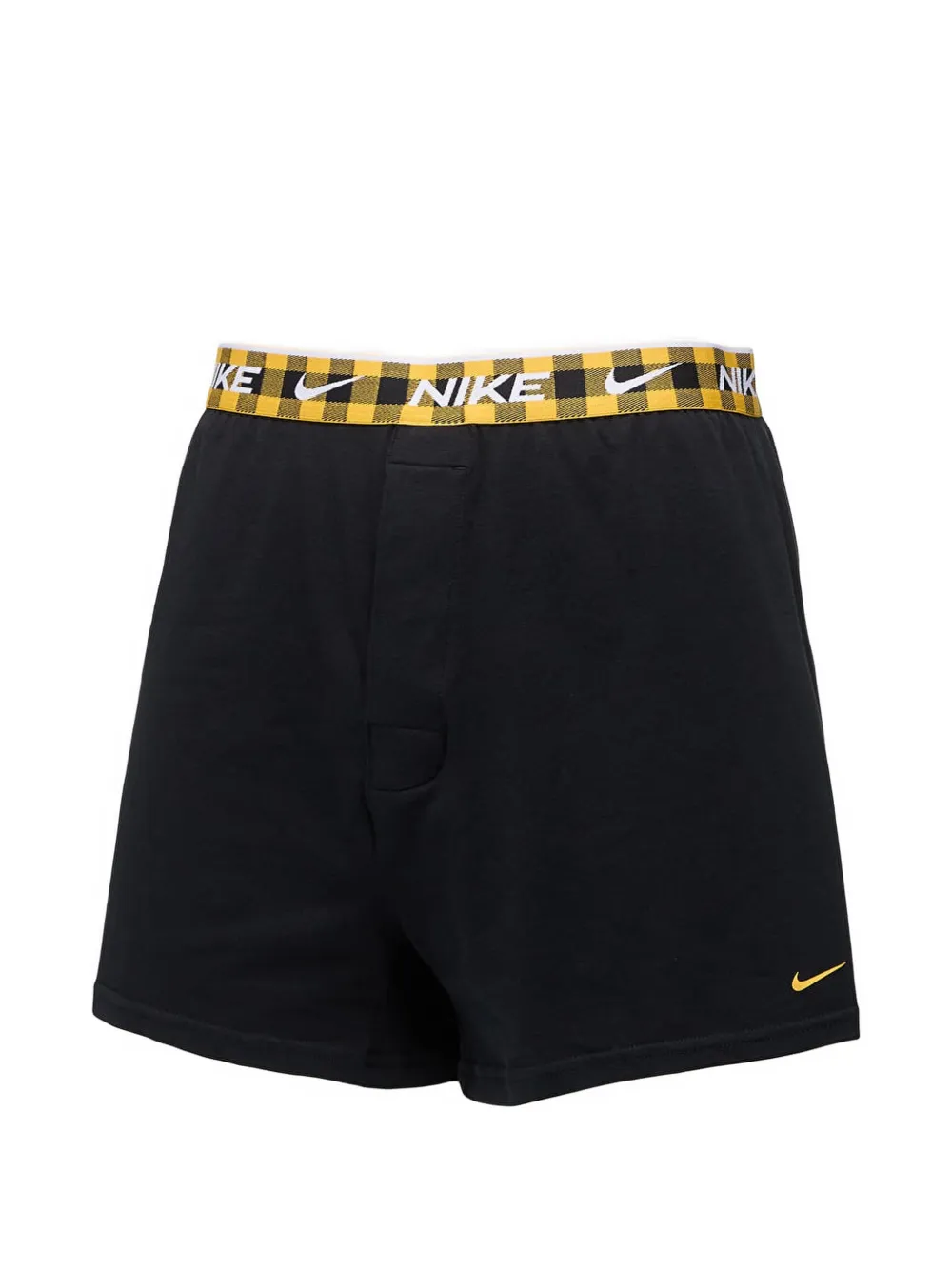 Nike logo-waistband gingham-print boxer shorts (set of three) Zwart