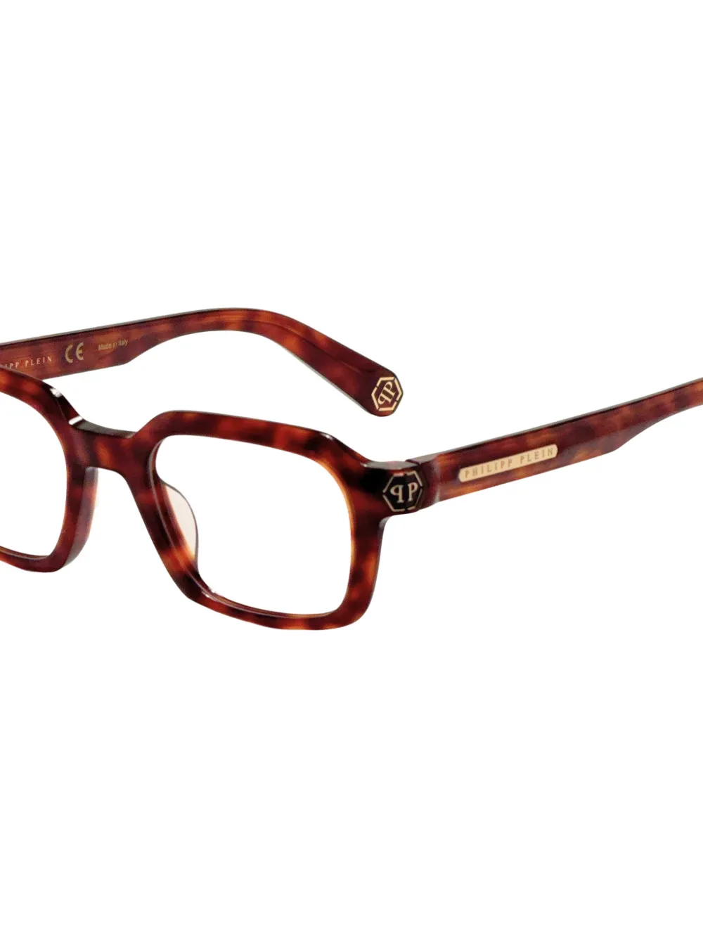 Philipp Plein Eyewear tortoiseshell-effect geometric-frame glasses Bruin