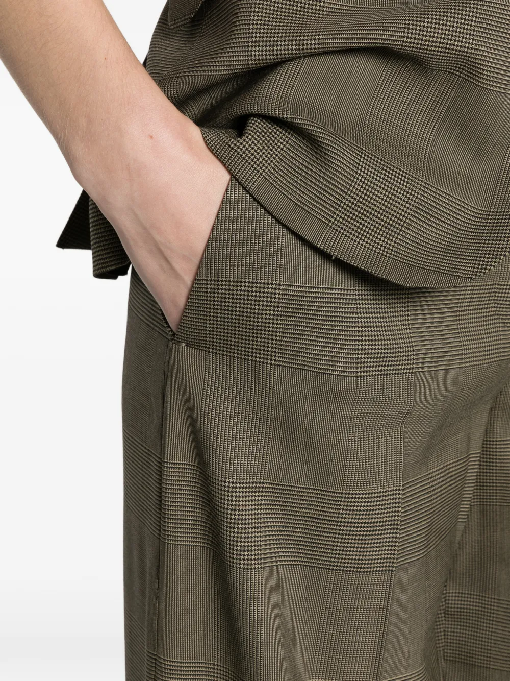 Max Mara Glen plaid wool trousers kaki Groen