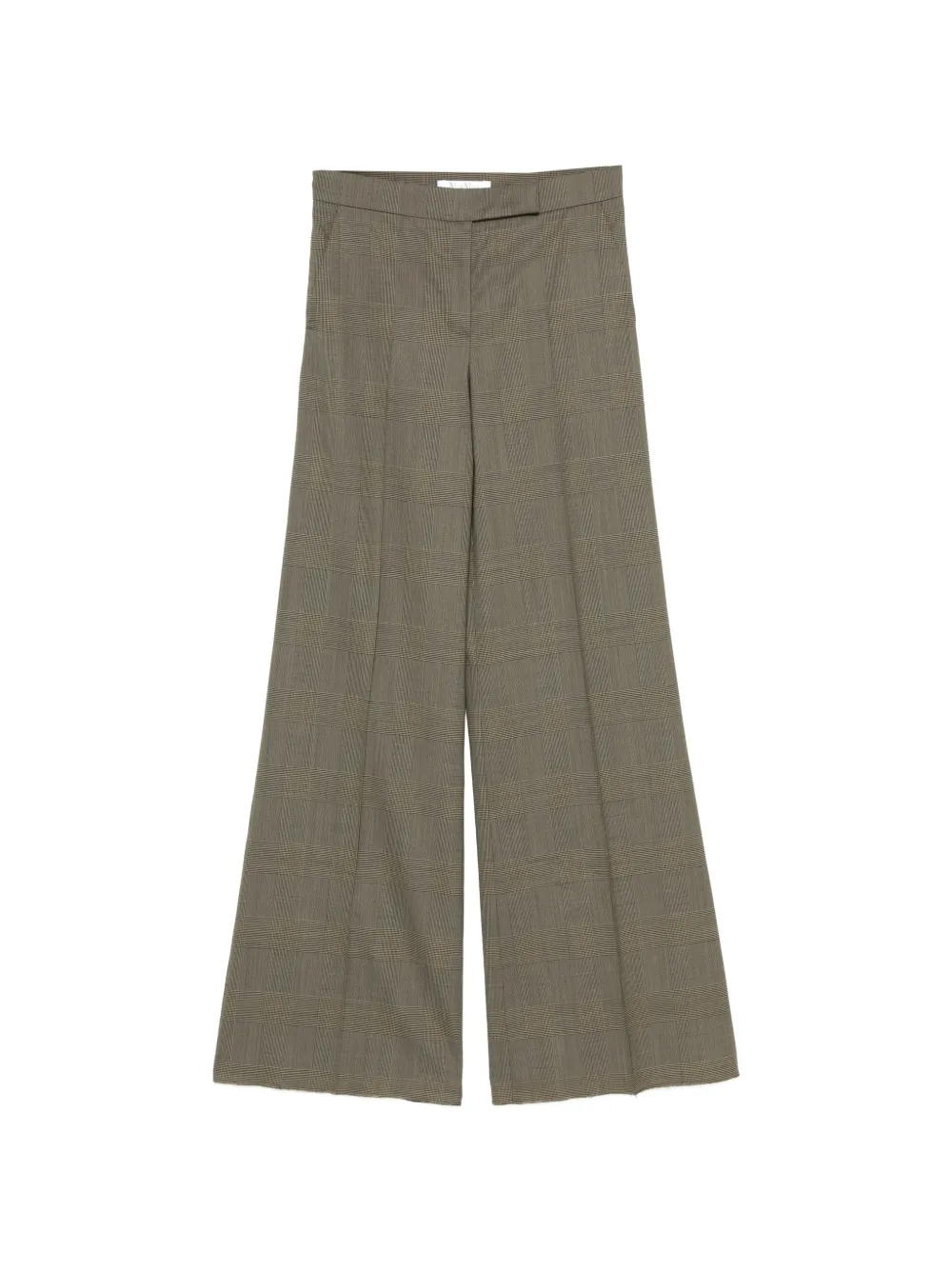 Max Mara Glen plaid wool trousers kaki Groen