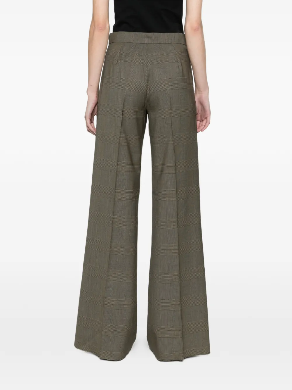 Max Mara Glen plaid wool trousers kaki Groen