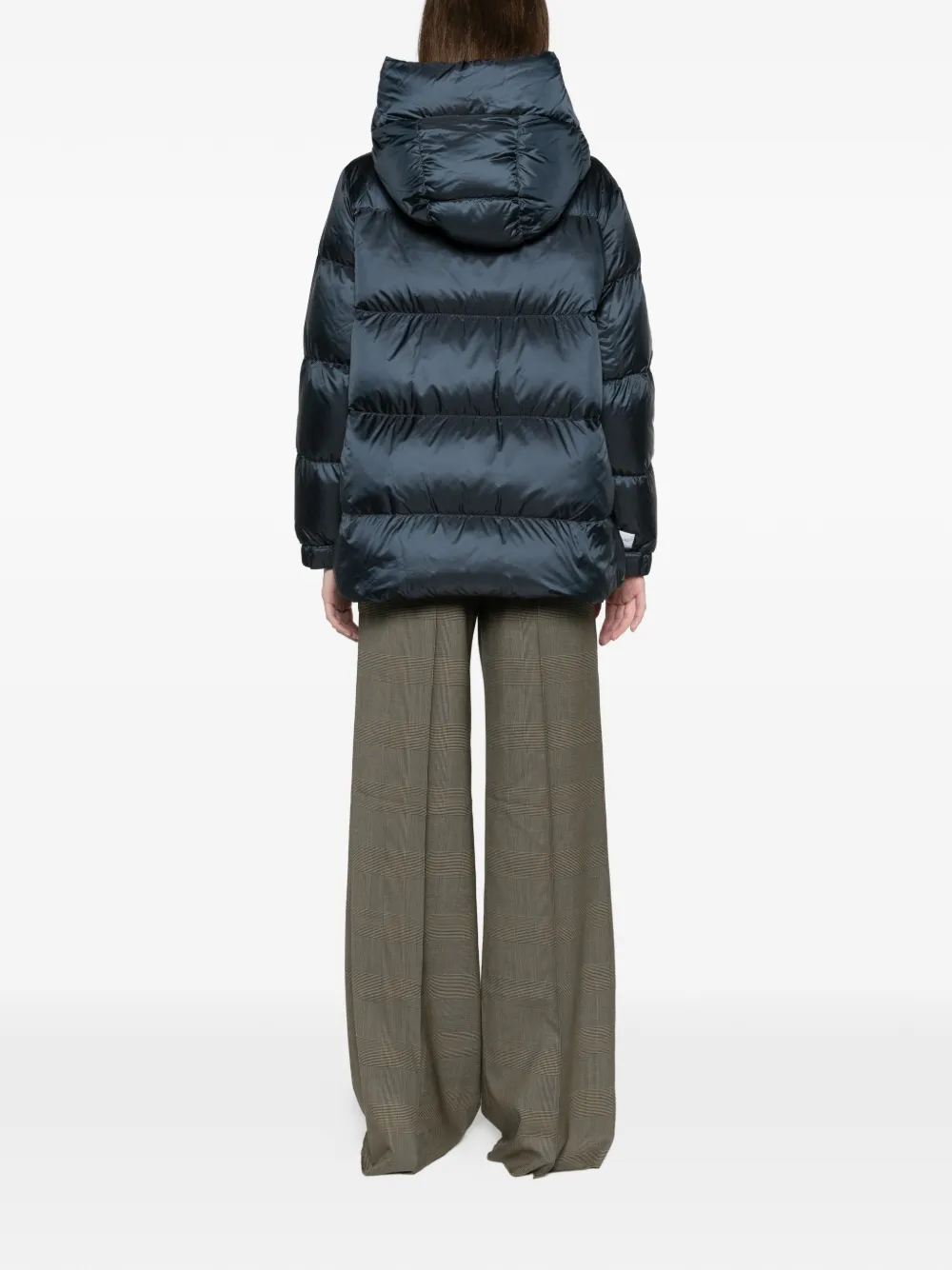 Max Mara roomy puffer jacket in water-repellent plain-weave fabric midnightblue Blauw