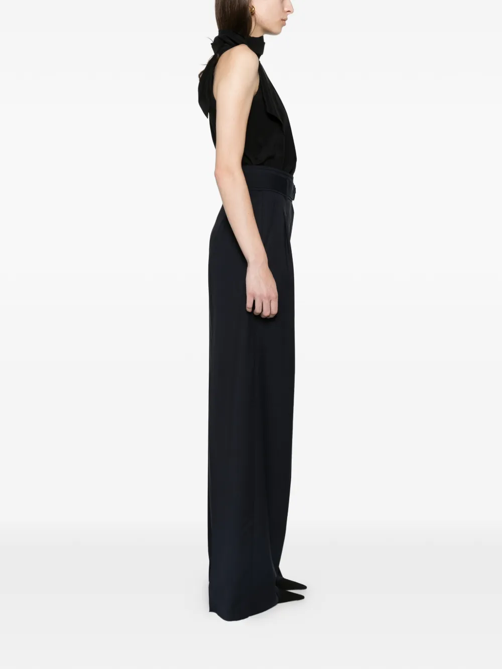 Max Mara high-waisted woollen cloth trousers navy Blauw
