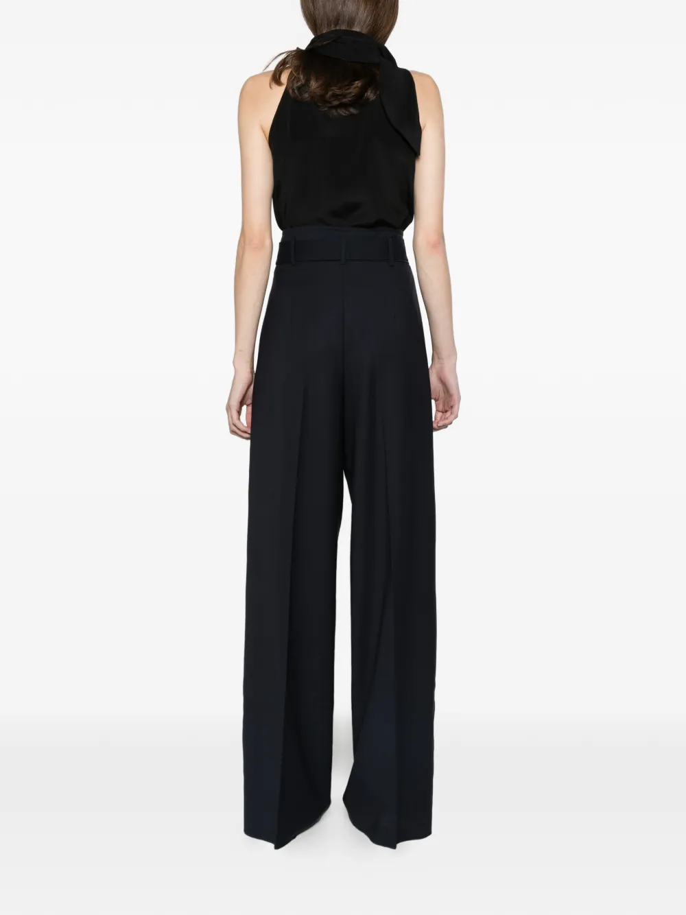 Max Mara high-waisted woollen cloth trousers navy Blauw