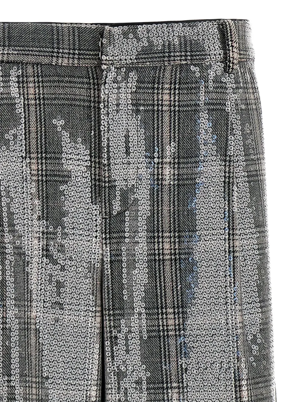 Retrofete Fleur sequin-embellished checked trousers Grijs