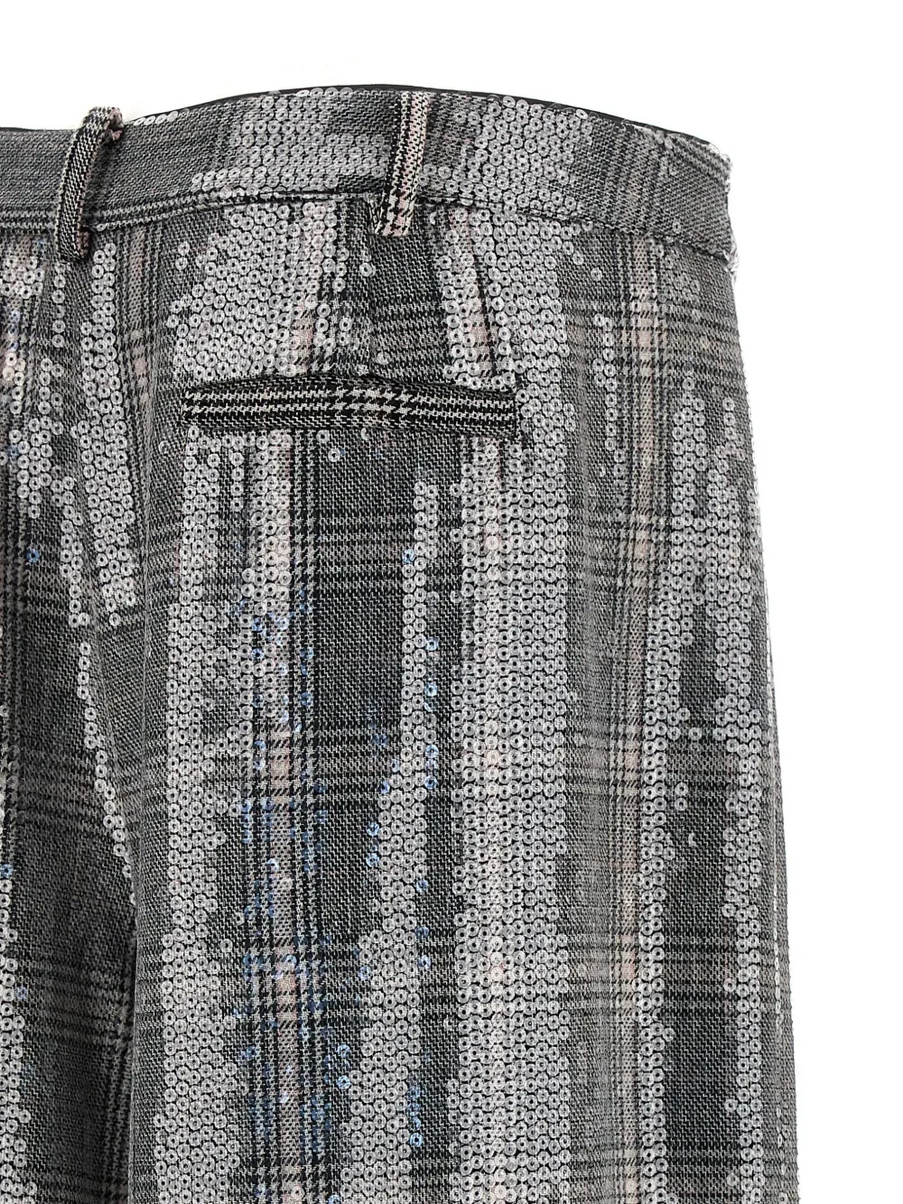Retrofete Fleur sequin-embellished checked trousers Grijs