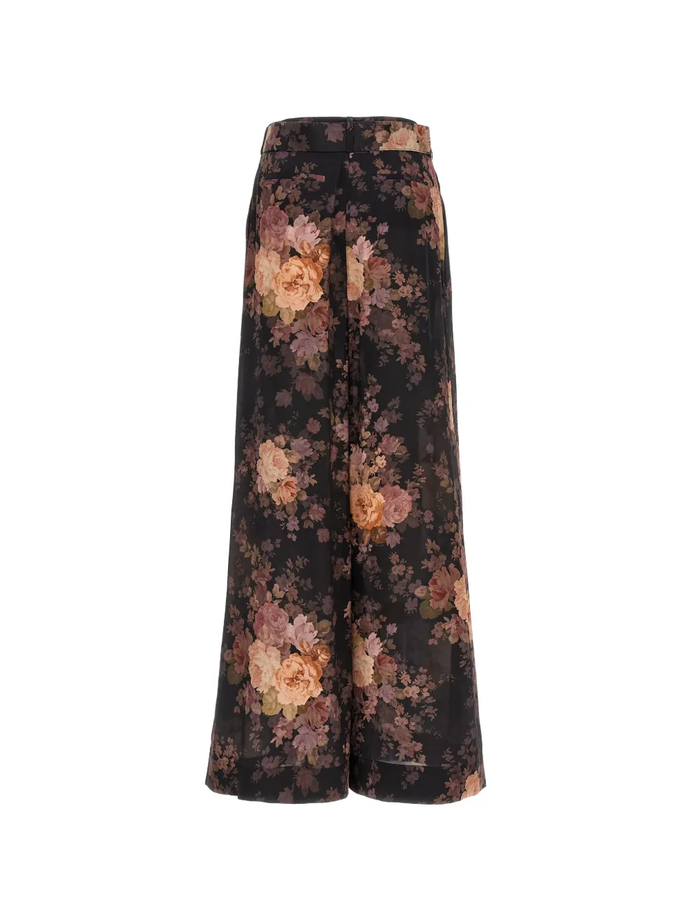 ZIMMERMANN Illustration Tuck floral-print silk trousers Zwart