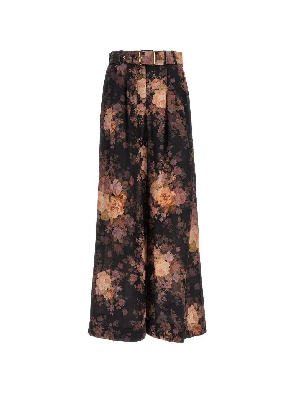ZIMMERMANN Illustration Tuck floral-print silk trousers Zwart