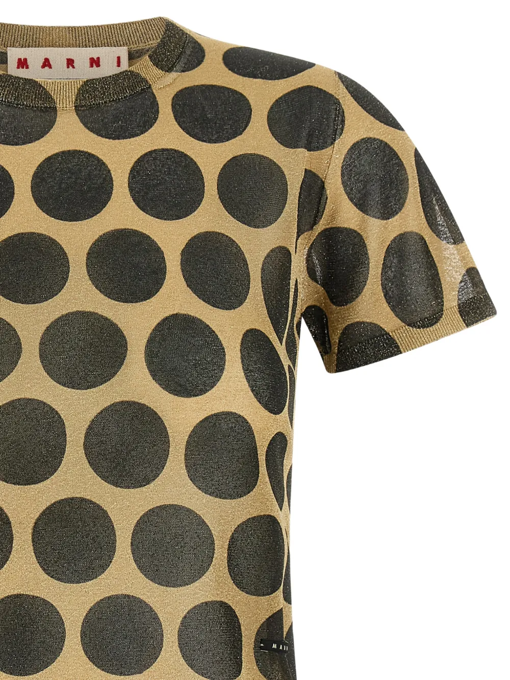 Marni polka-dot metallic-knit T-shirt Geel