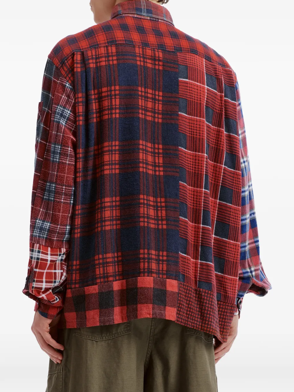 Needles patchwork-design checked shirt Rood