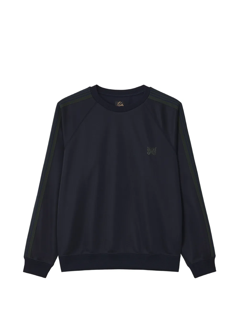 Needles butterfly-embroidered side-stripe sweatshirt - Bleu