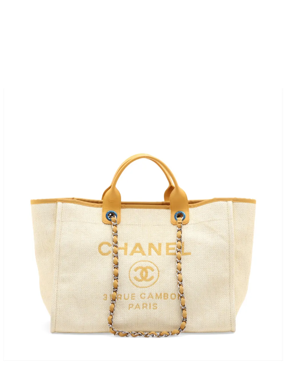 CHANEL Pre-Owned 2016-2017 Large Straw Deauville Tote satchel - Yellow