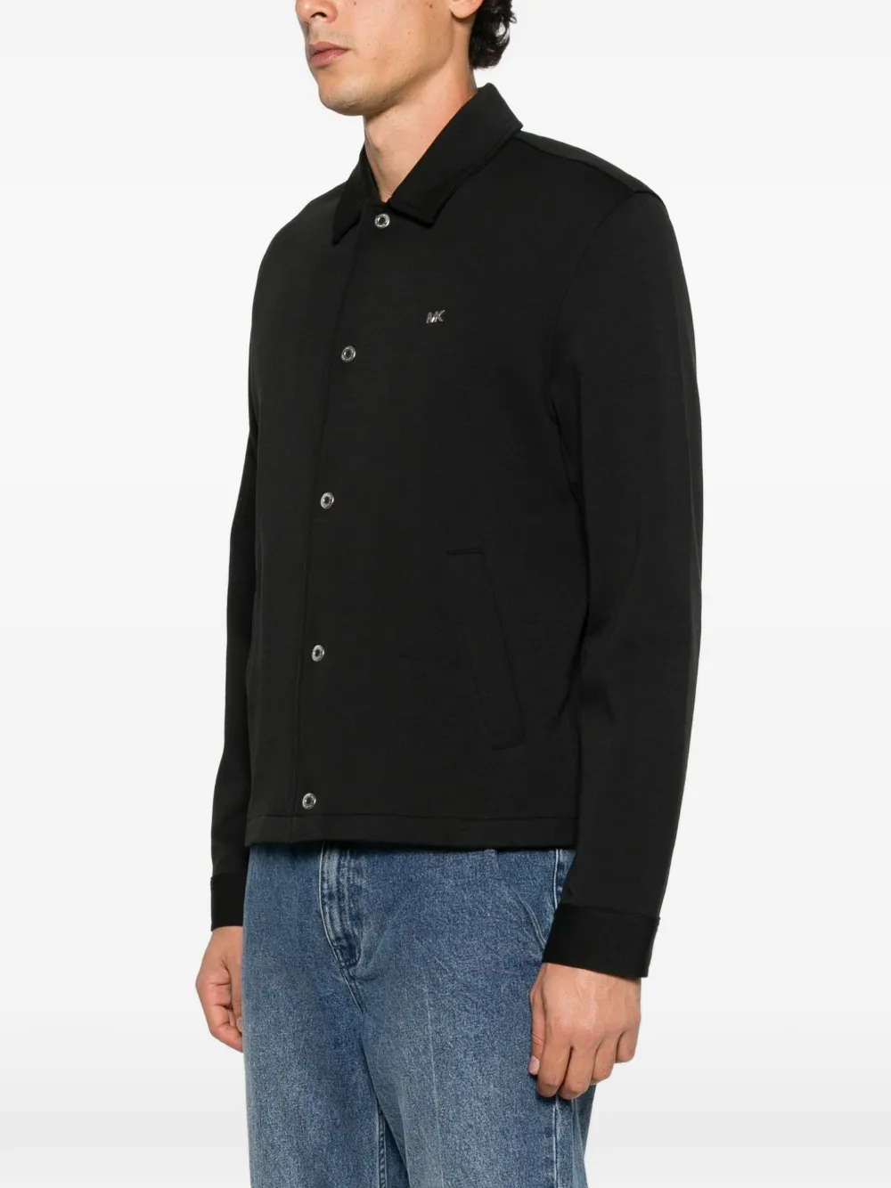 Michael Kors logo-plaque press-stud shirt Zwart