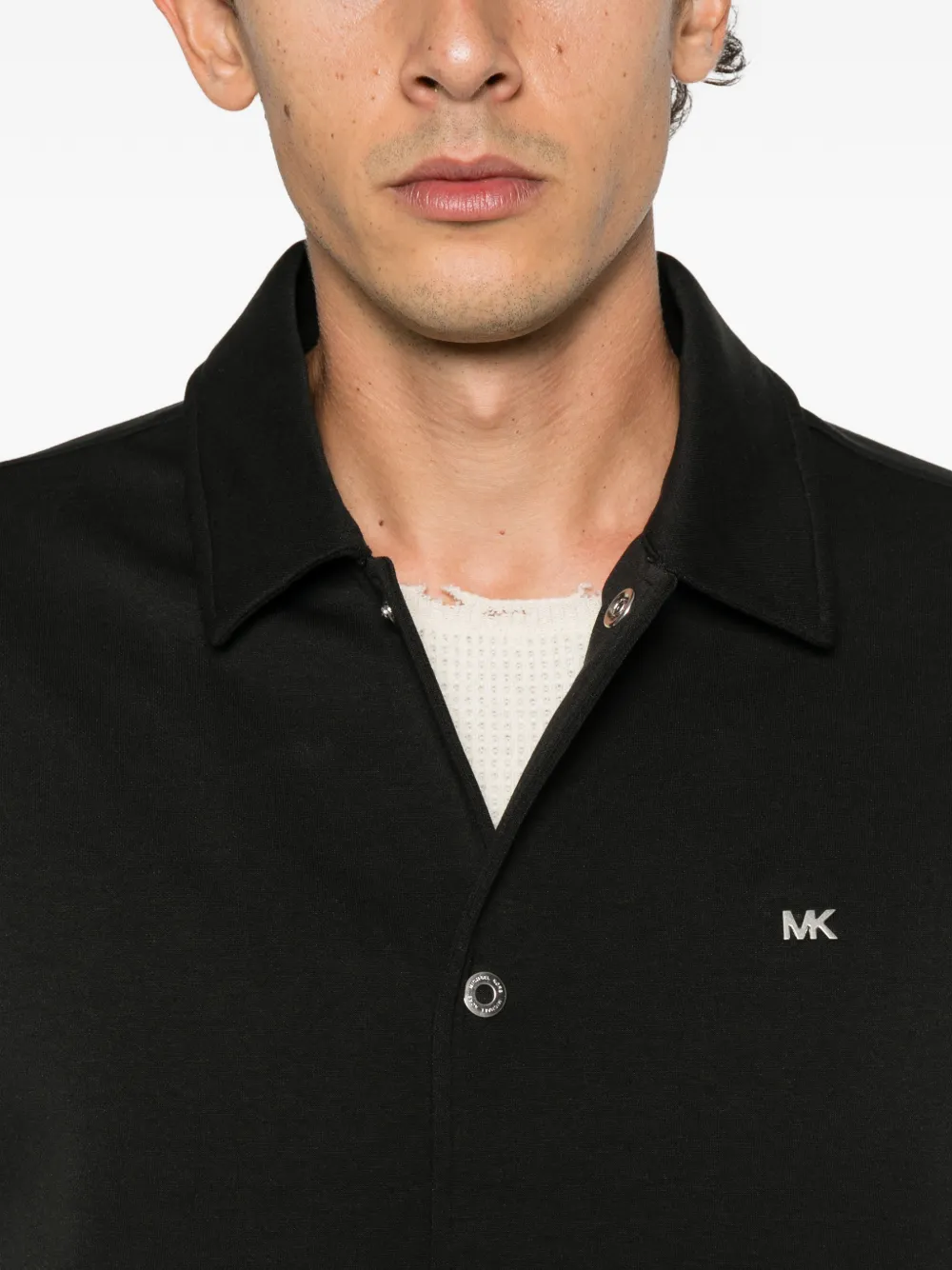Michael Kors logo-plaque press-stud shirt Zwart
