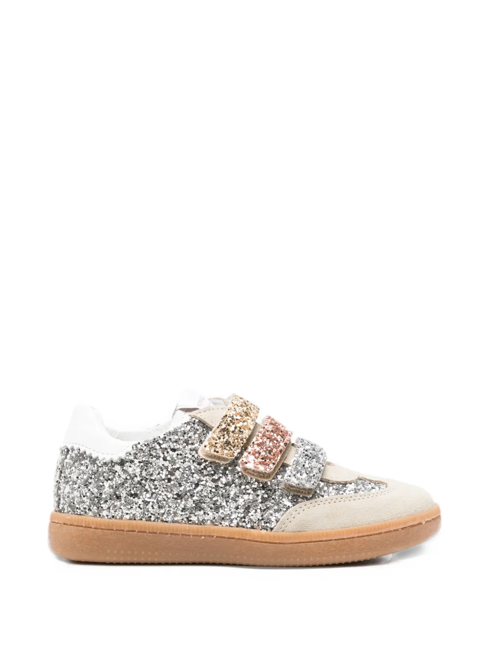 Monnalisa glitter-embellished touch-strap sneakers - Argento