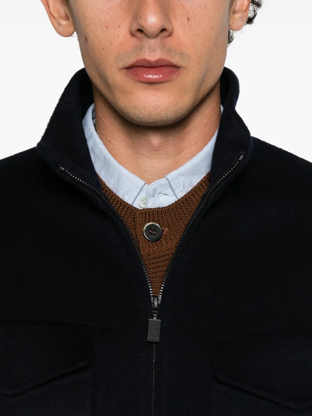 ASPESI flap-pocket wool jacket Blauw