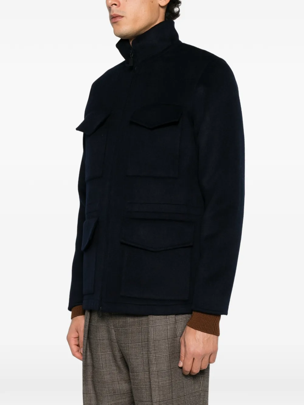 ASPESI flap-pocket wool jacket Blauw