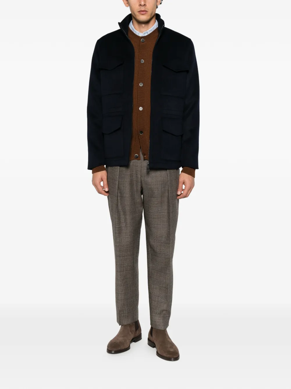 ASPESI flap-pocket wool jacket Blauw