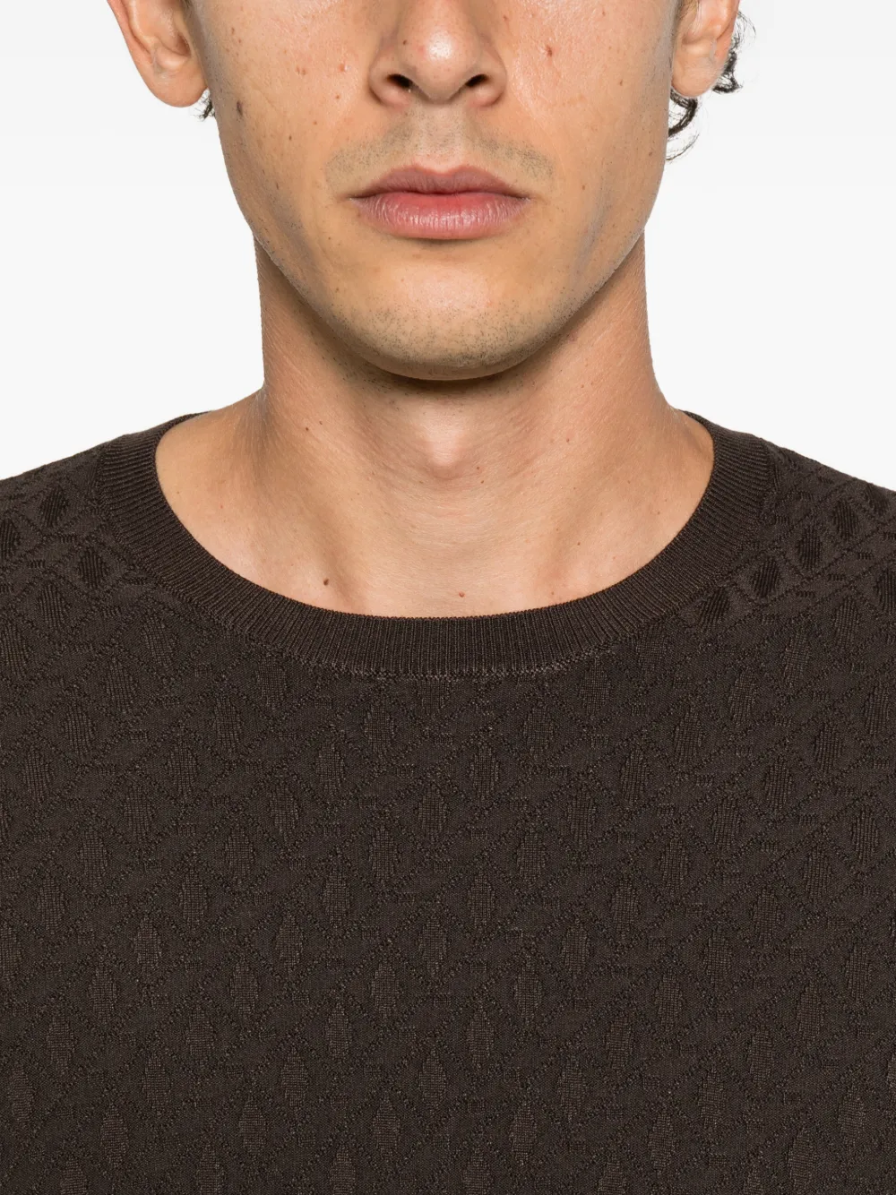 Emporio Armani textured-knit short-sleeve top Bruin